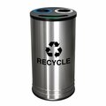 Ex-Cell Kaiser 14 gal 3 Stream Recycling Receptacle NYC Compliant w/3 Color Graphics, Stainless Steel EX122803